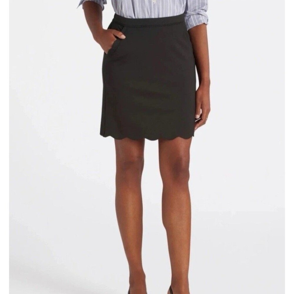 NWT Stitch Fix Skies Are Blue Black Scalloped Hem Skirt Medium Petite MP Office